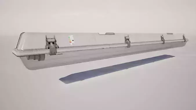 Industrial Fluorescent Ceiling Light Low-poly 3D model