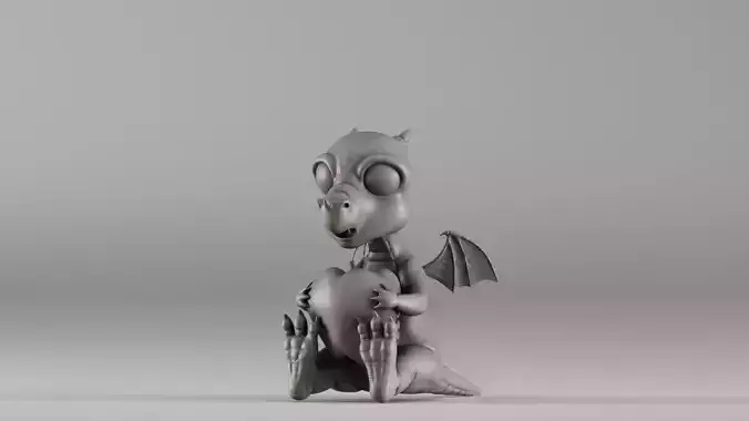 S00032 Cute Baby Dragon with Apple 3D print model S00032 Cute Baby Dragon with Apple 3D print model