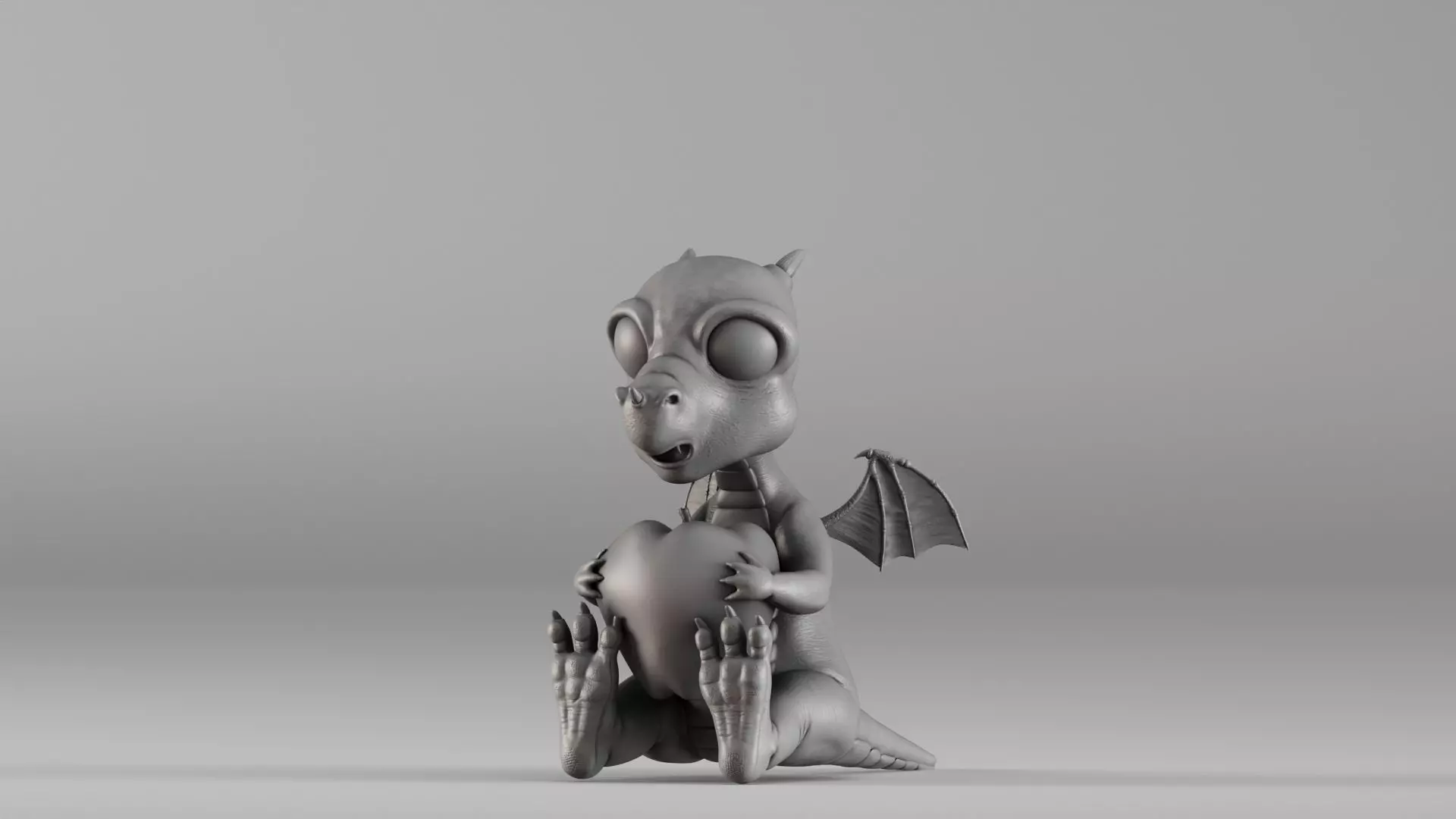 S00032 Cute Baby Dragon with Apple 3D print model_0