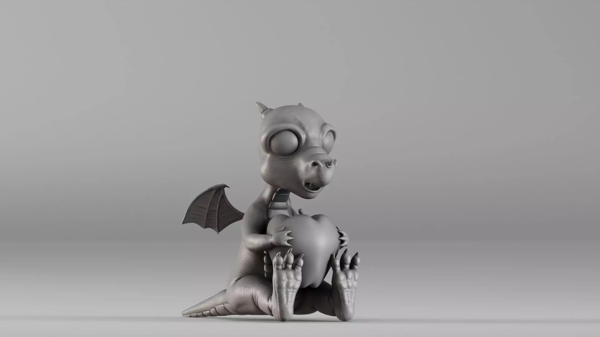 S00032 Cute Baby Dragon with Apple 3D print model_3