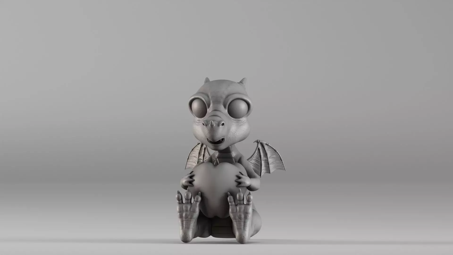 S00032 Cute Baby Dragon with Apple 3D print model_2