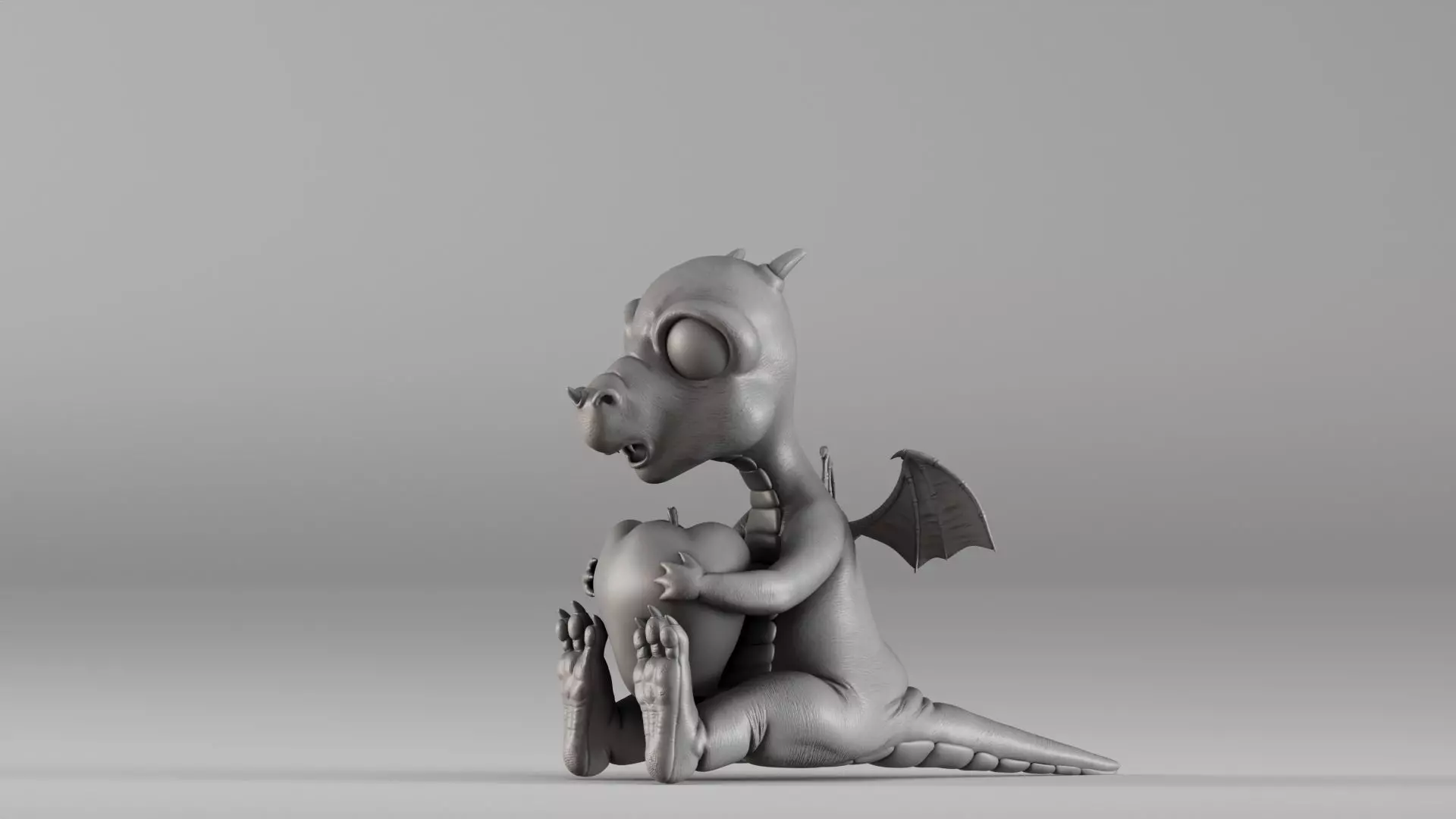 S00032 Cute Baby Dragon with Apple 3D print model_7