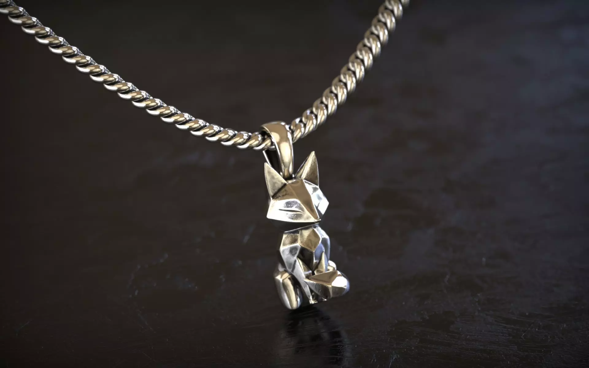 Geometric Fox Pendant 3D print model_4