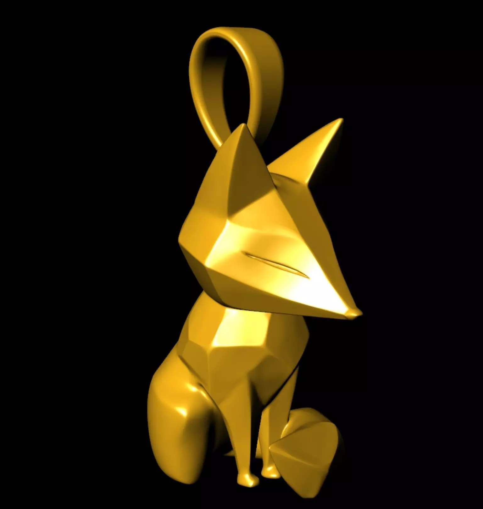 Geometric Fox Pendant 3D print model_7