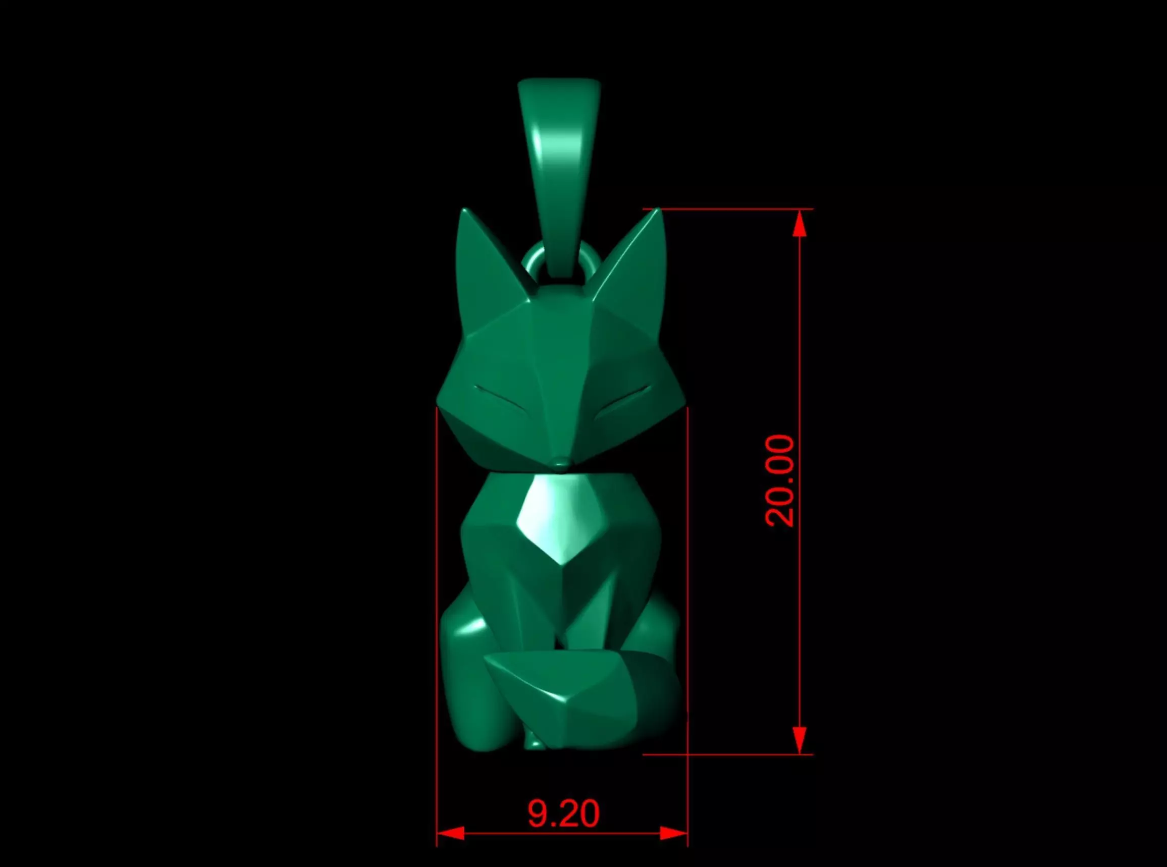 Geometric Fox Pendant 3D print model_5