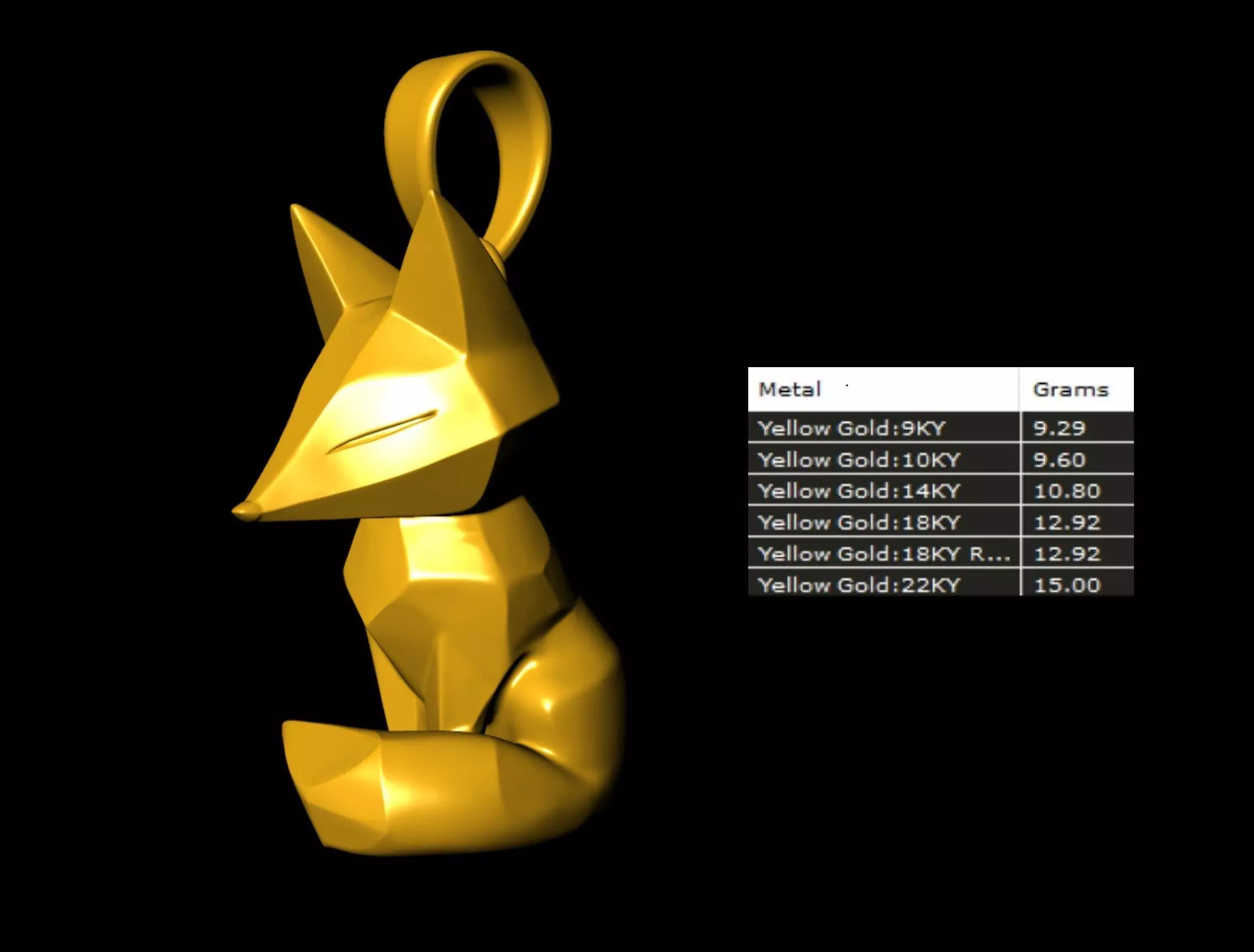 Geometric Fox Pendant 3D print model_6