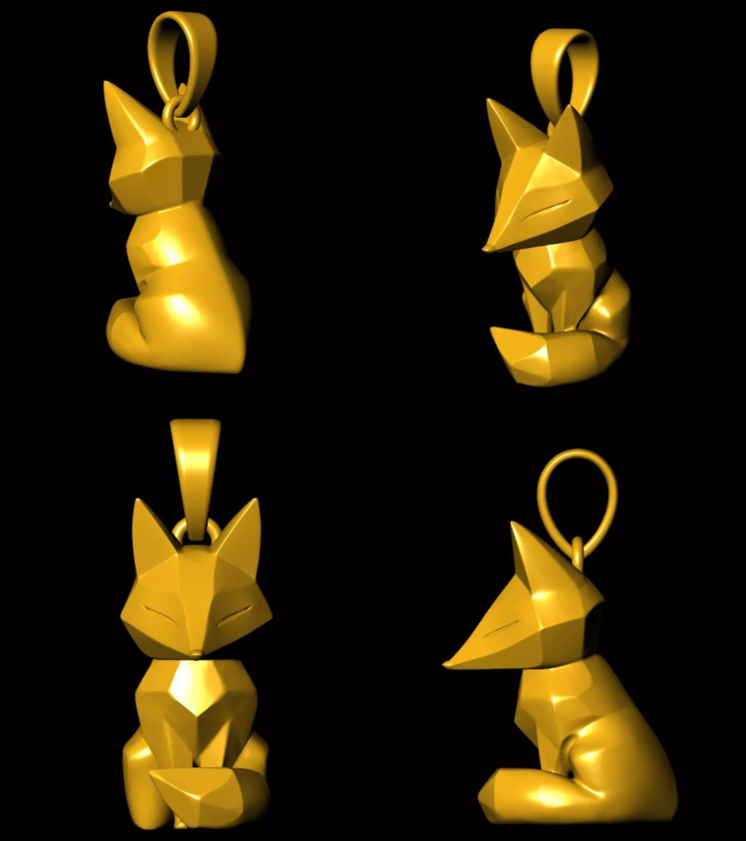 Geometric Fox Pendant 3D print model_8