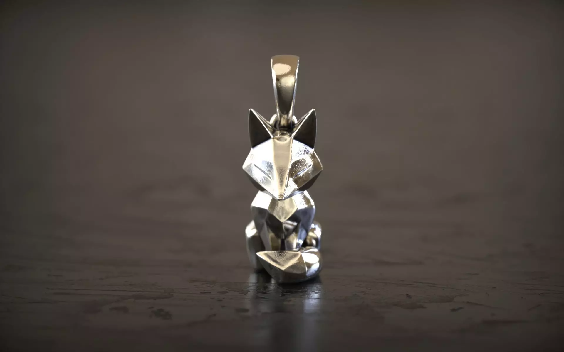 Geometric Fox Pendant 3D print model_2