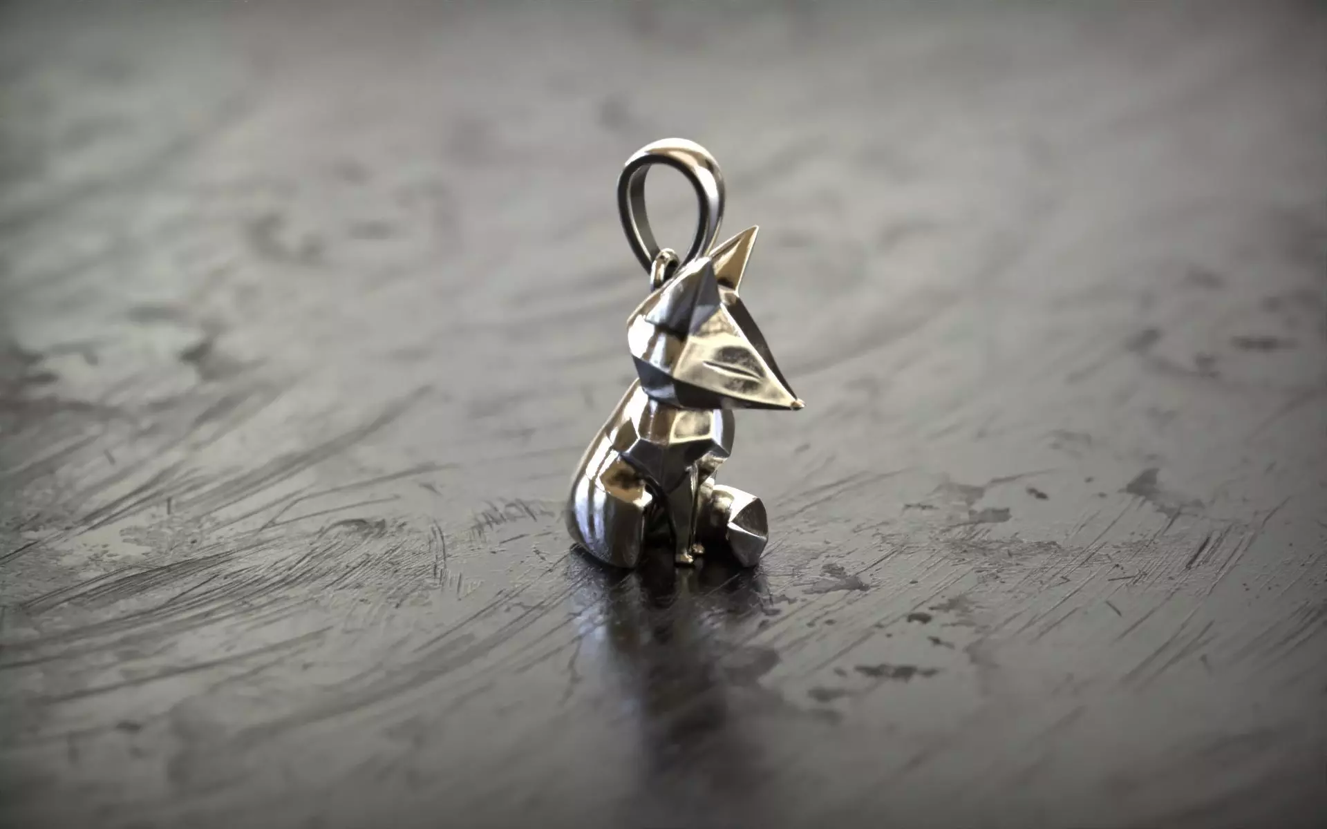 Geometric Fox Pendant 3D print model_3