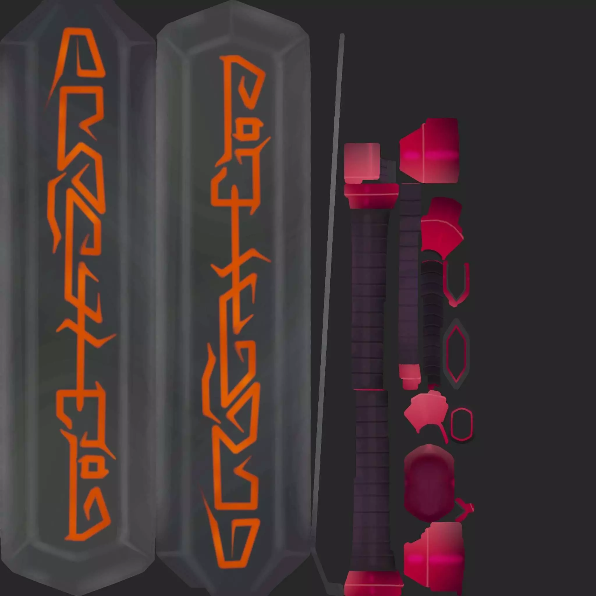 Low poly stylized game sword and dagger Low-poly 3D model_11