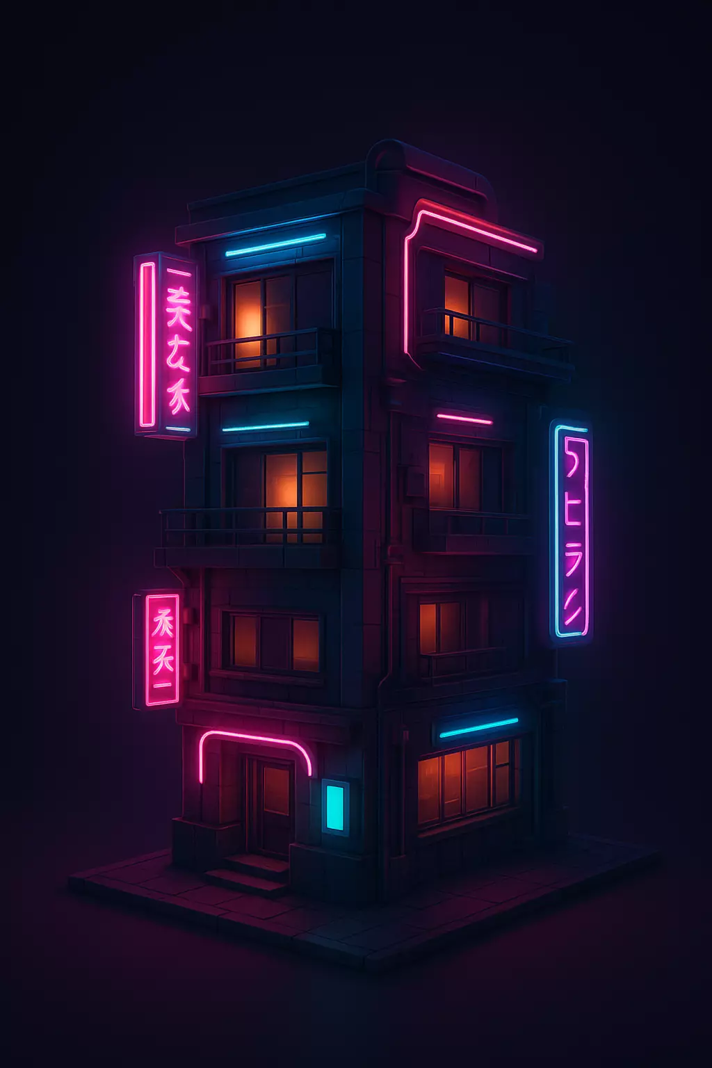 Cyberpunk Apartment Buildings for games 3D print model