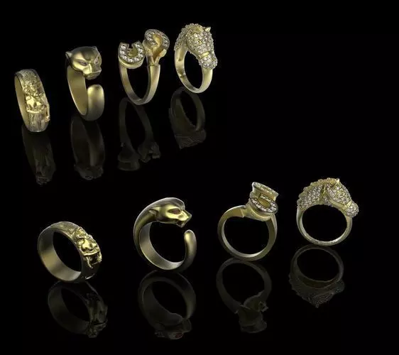 Unique Ring models - 4 in 1 Package 3D print model
