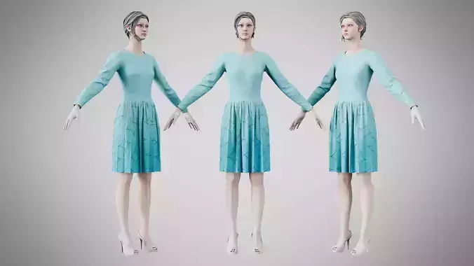 Dress 05 Sky Blue With Design