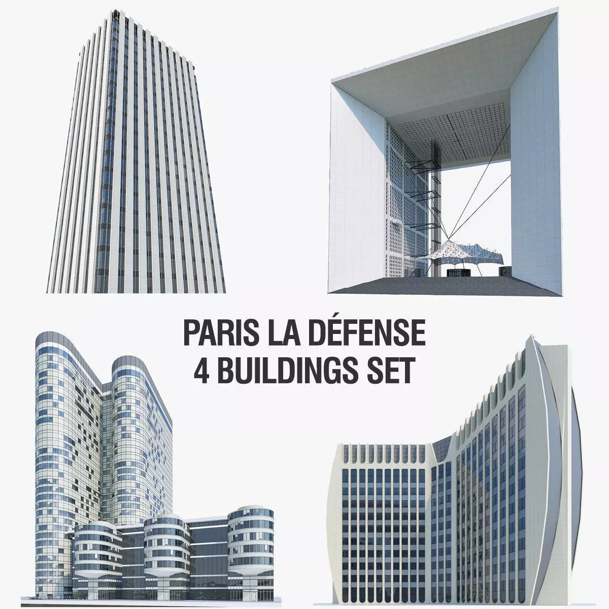 La Defense Buildings Collection Low-poly 3D model_0