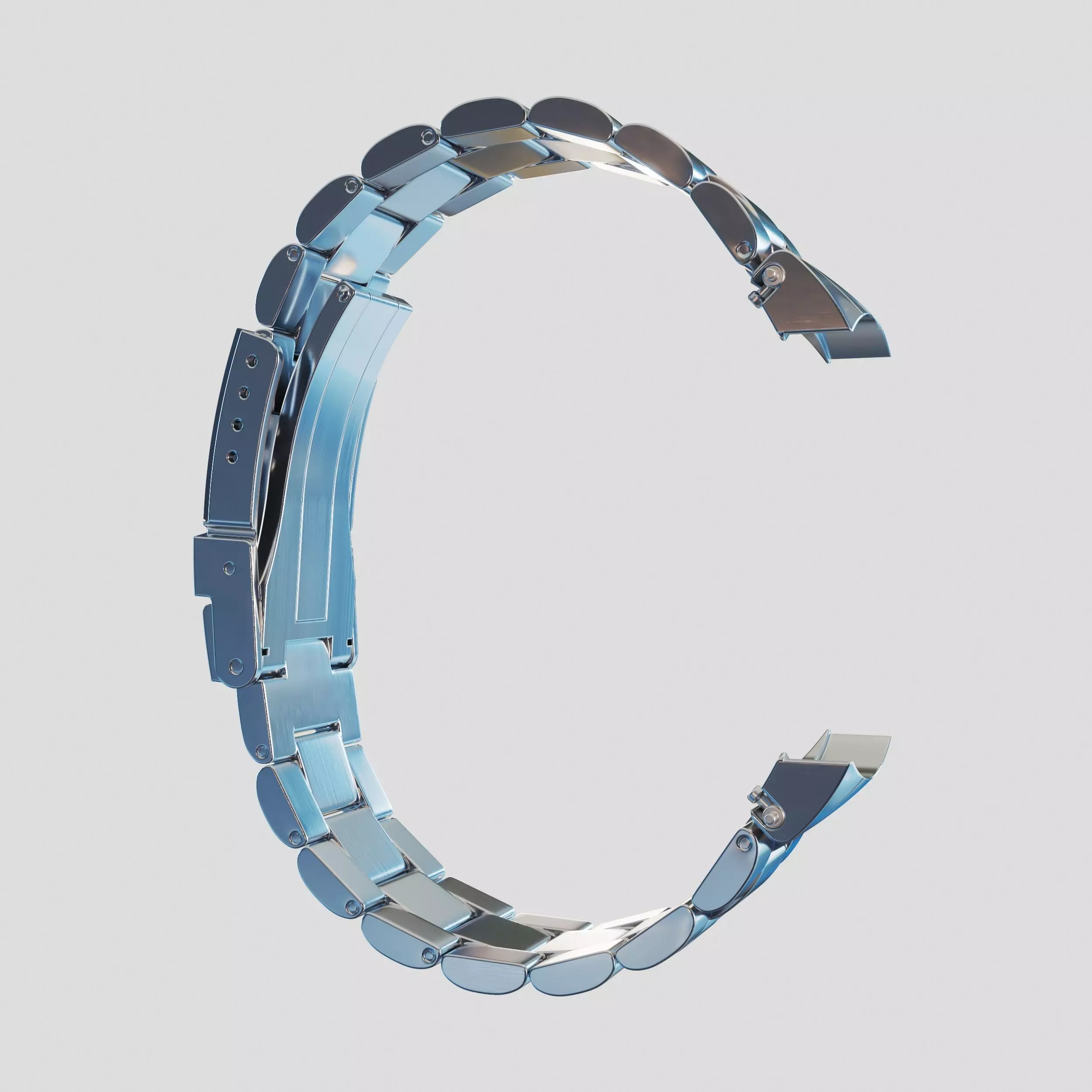 3-link metal bracelet 3D model for Handwatches  3D model_2