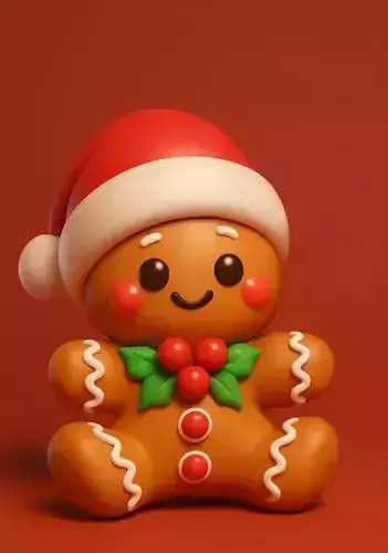 Xmas Gingerbread in Santa Hat
