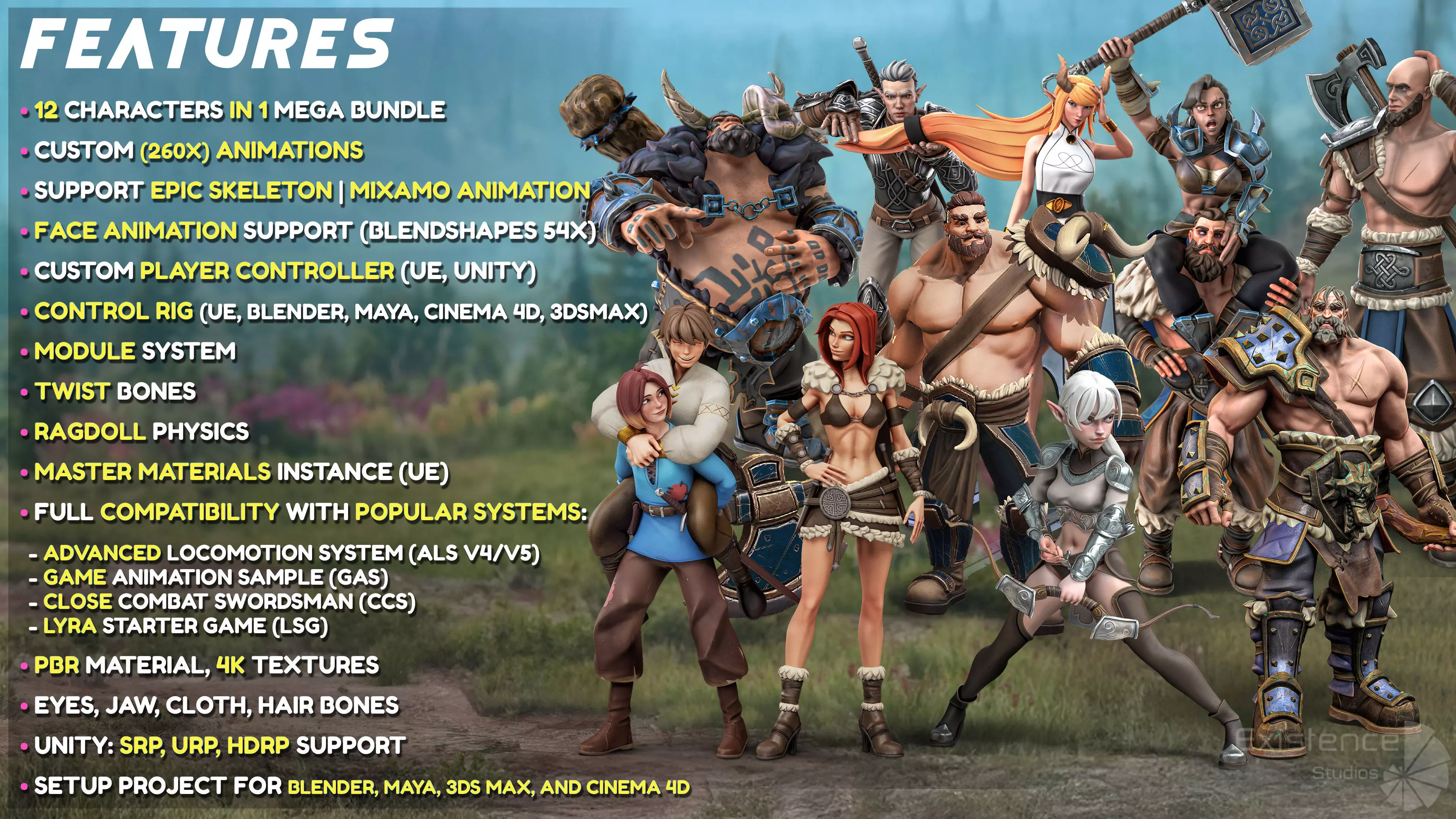 Creatures and Characters - 24x - Stylized Fantasy Mega Bundle Low-poly 3D model_5