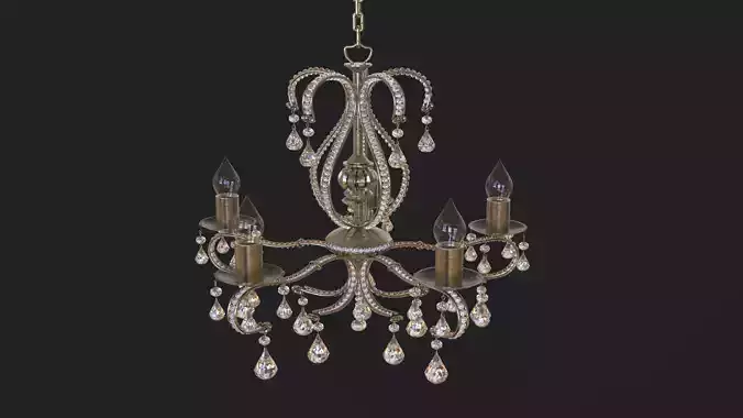 Luster chandelier with crystals hanging from it