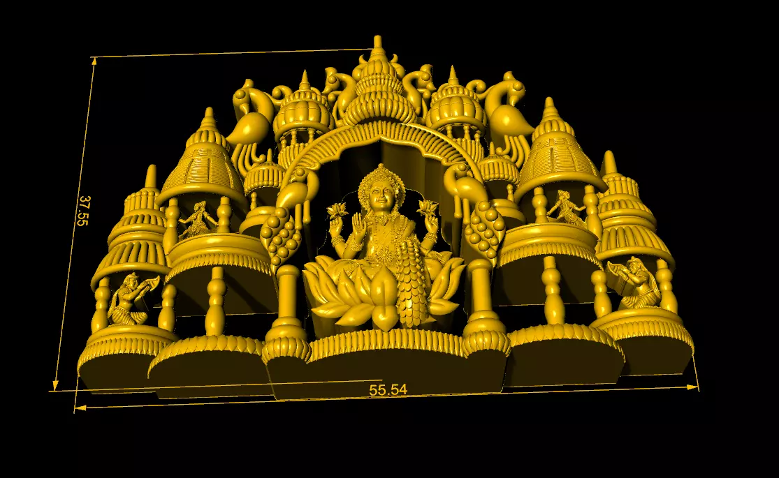 Lakshmi temple pendant 3D print model_1