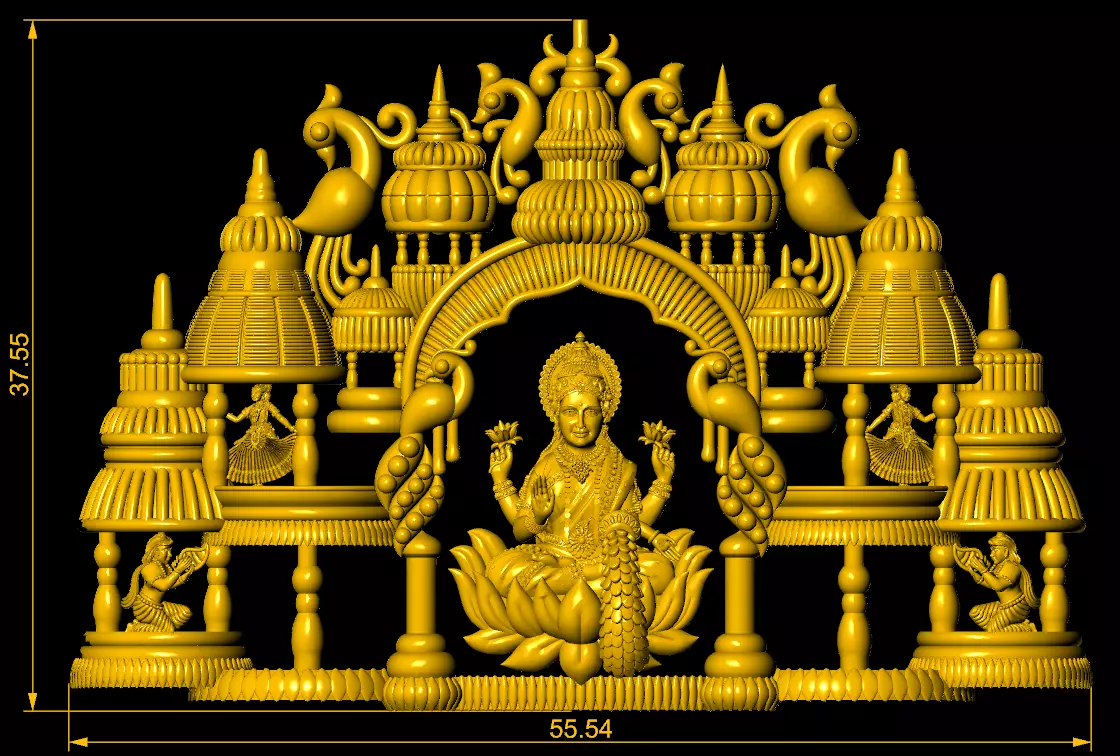 Lakshmi temple pendant 3D print model_0