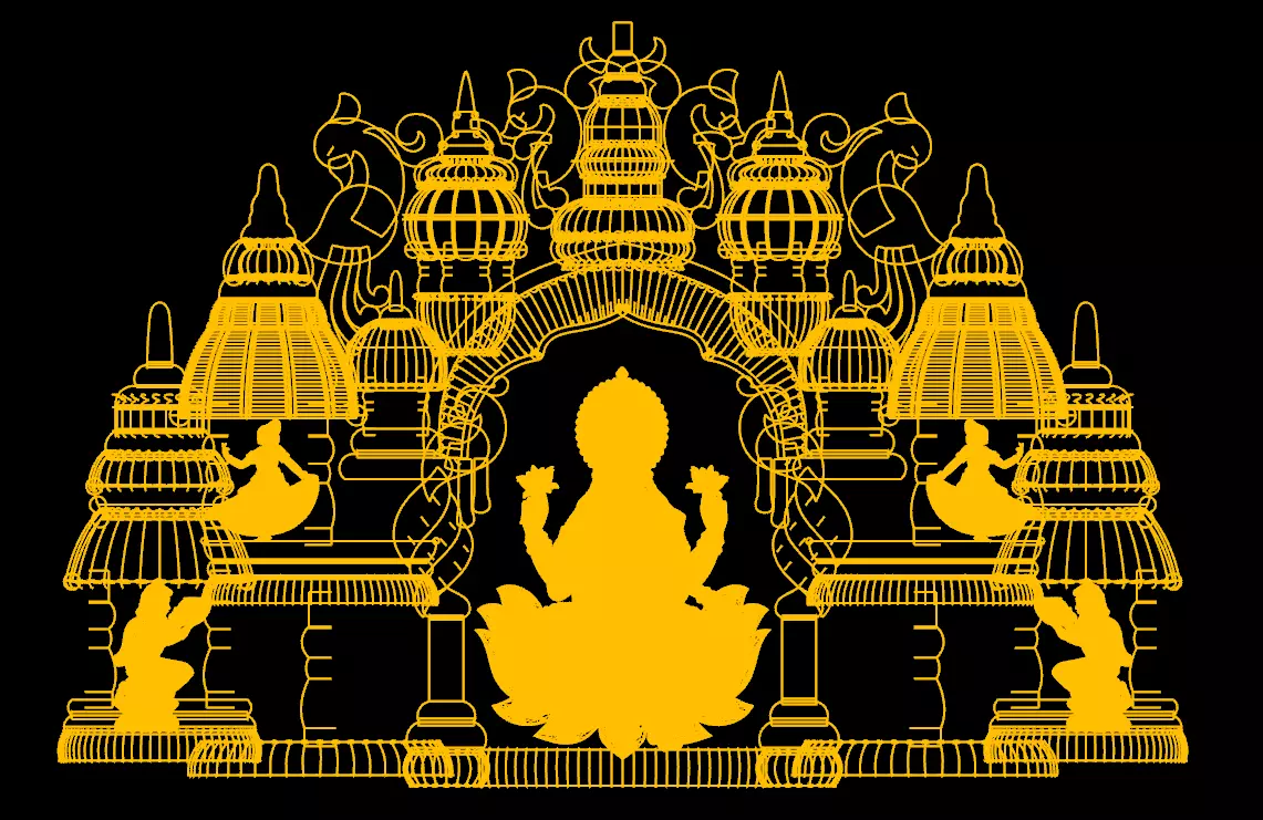 Lakshmi temple pendant 3D print model_5