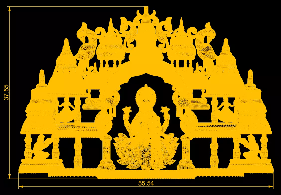Lakshmi temple pendant 3D print model_4
