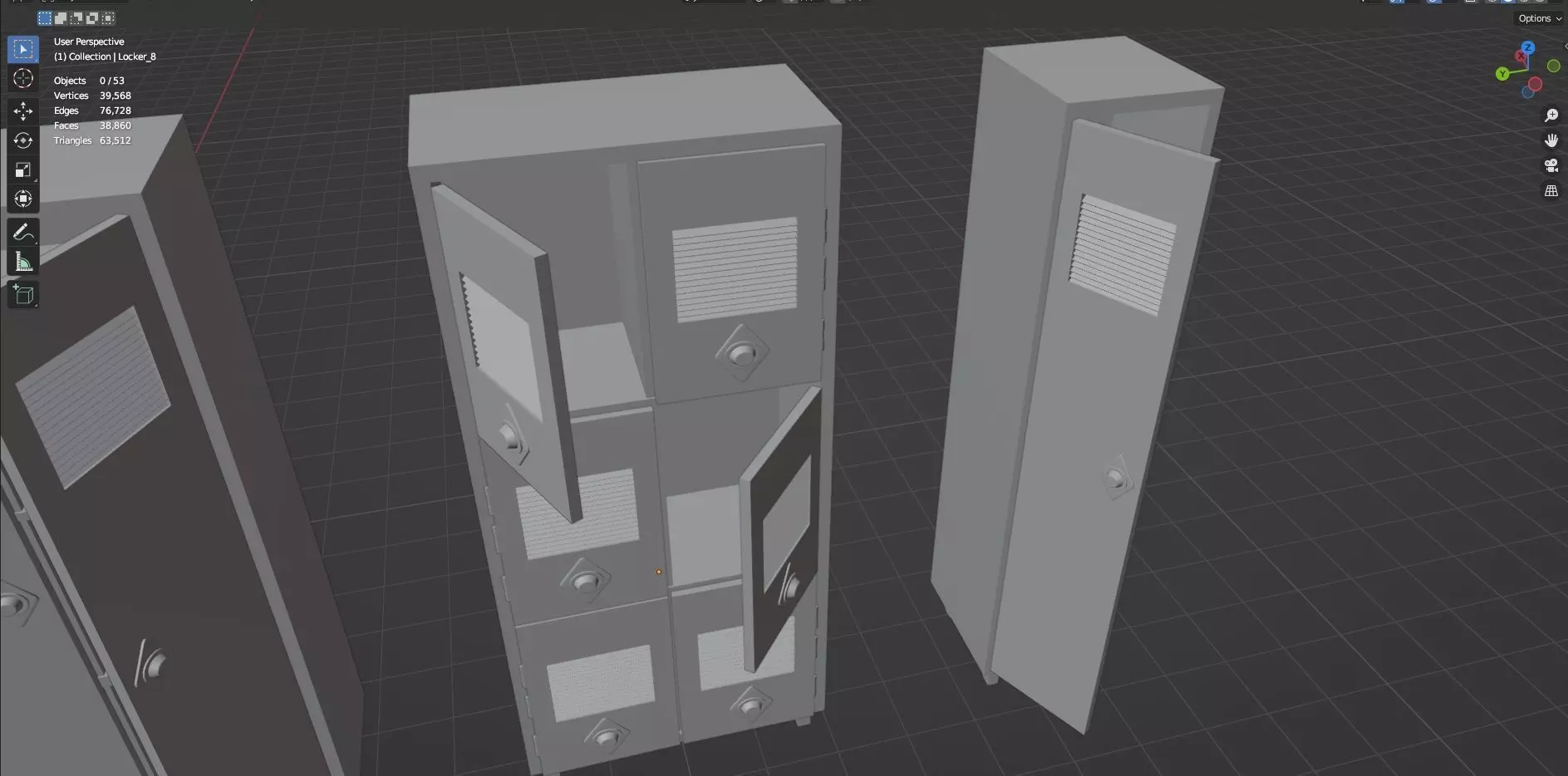 Low Poly Stylized Lockers Pack - 1 - Untextured  - 5 Props  Low-poly 3D model_14