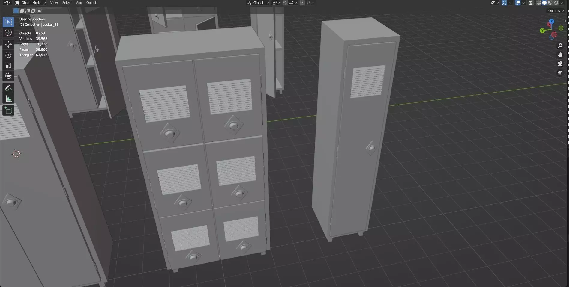 Low Poly Stylized Lockers Pack - 1 - Untextured  - 5 Props  Low-poly 3D model_11