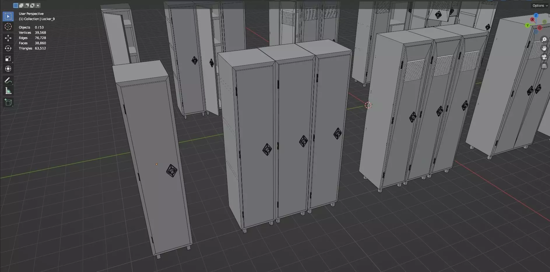 Low Poly Stylized Lockers Pack - 1 - Untextured  - 5 Props  Low-poly 3D model_19