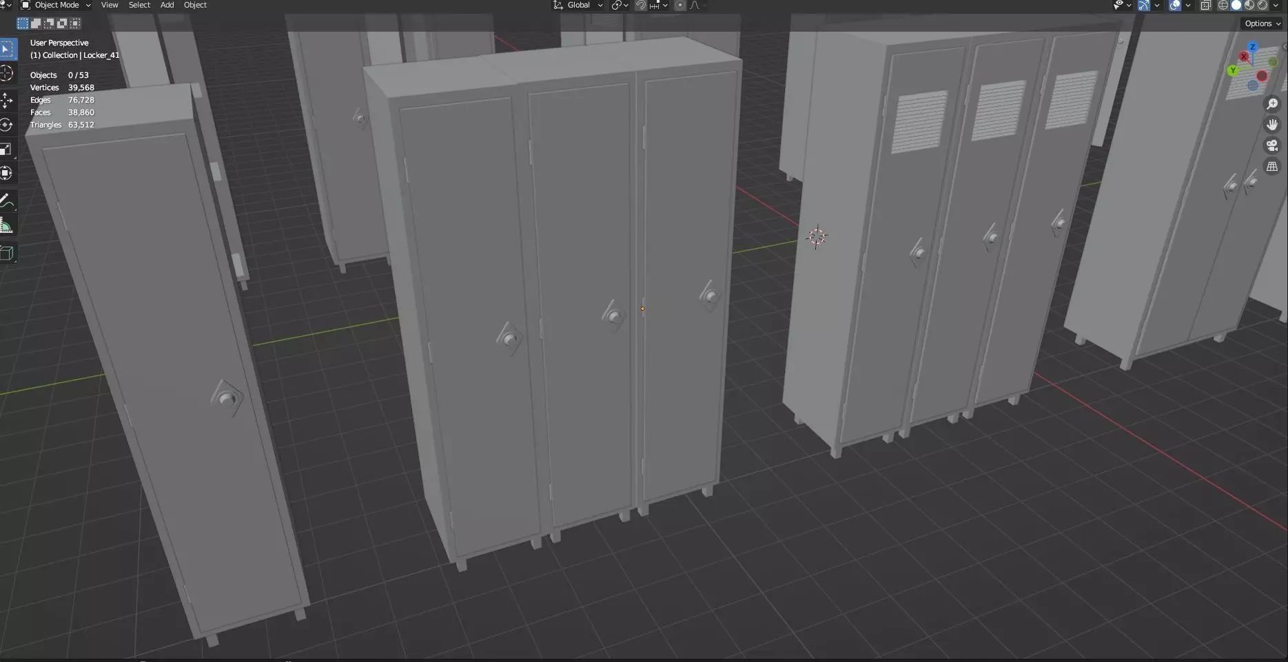 Low Poly Stylized Lockers Pack - 1 - Untextured  - 5 Props  Low-poly 3D model_8