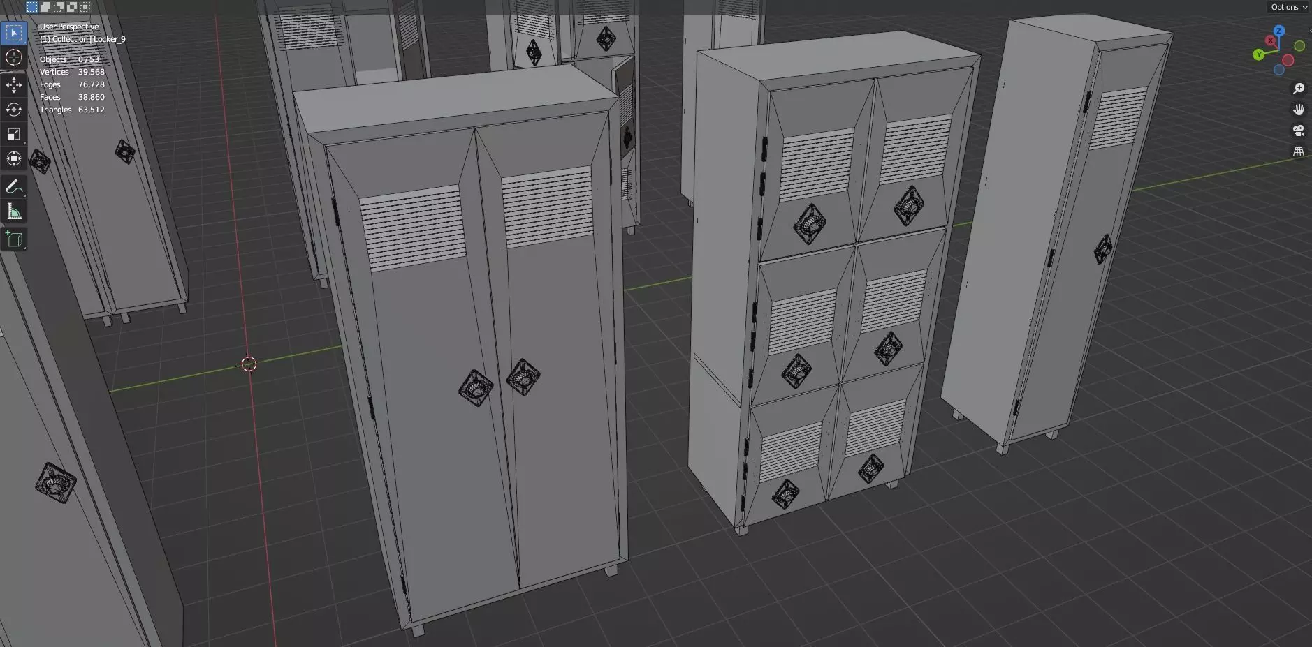 Low Poly Stylized Lockers Pack - 1 - Untextured  - 5 Props  Low-poly 3D model_22