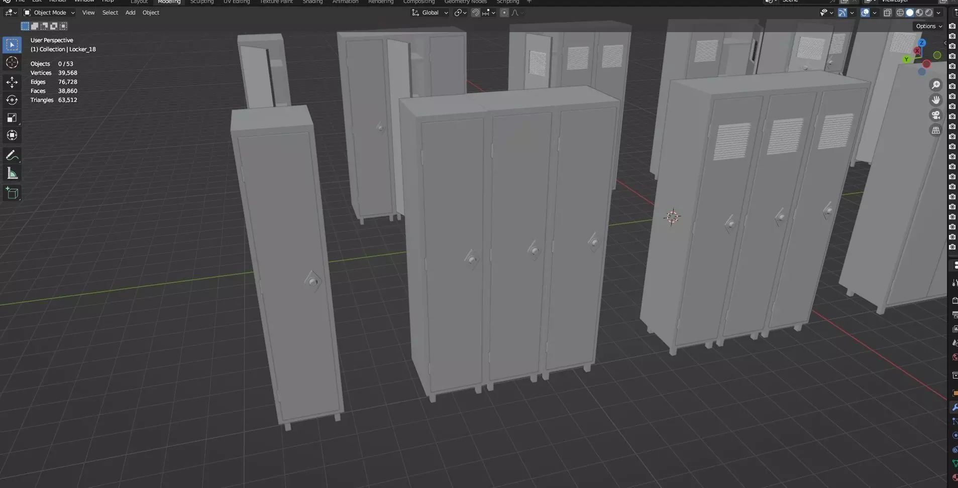 Low Poly Stylized Lockers Pack - 1 - Untextured  - 5 Props  Low-poly 3D model_7