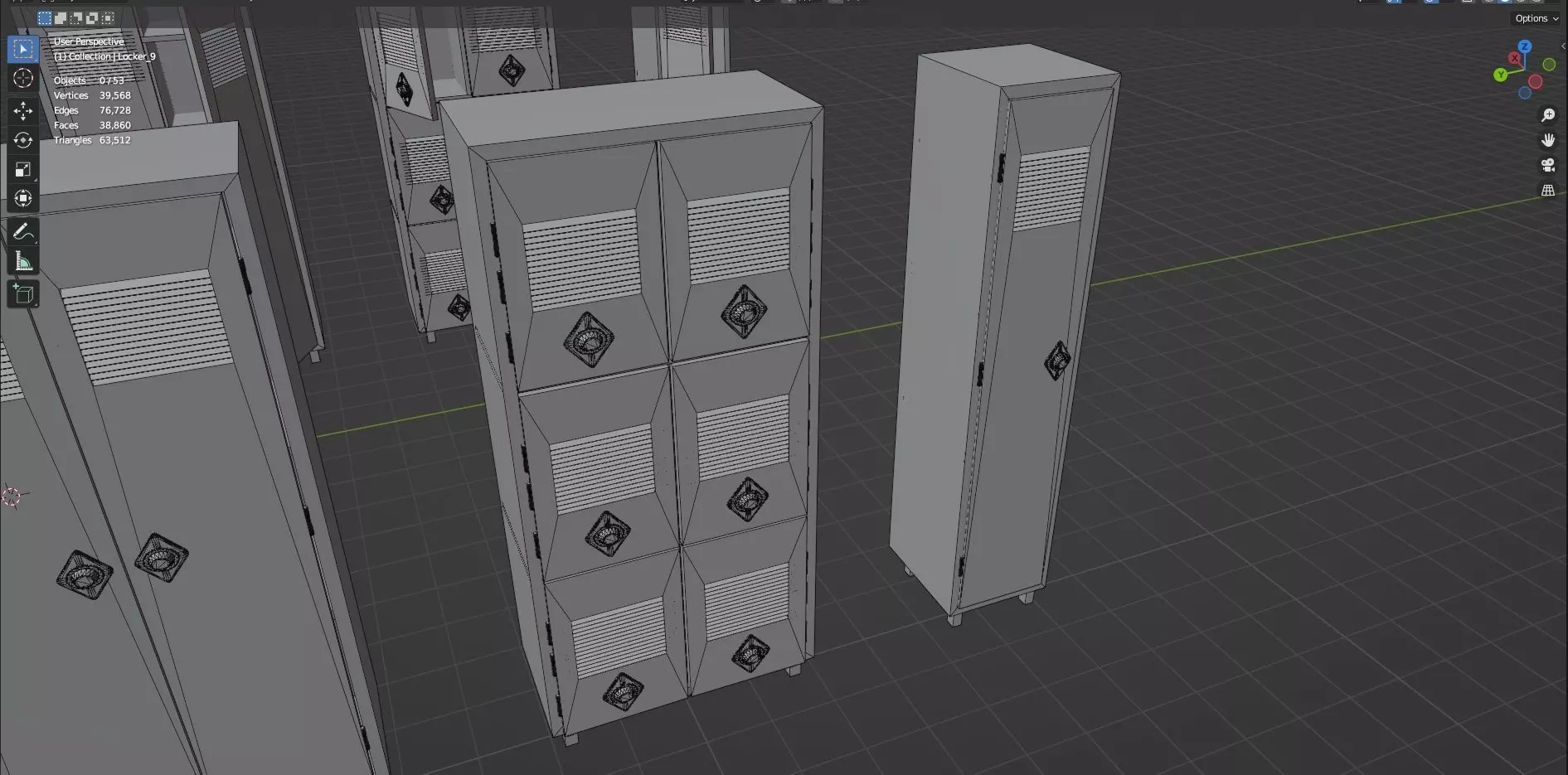 Low Poly Stylized Lockers Pack - 1 - Untextured  - 5 Props  Low-poly 3D model_23