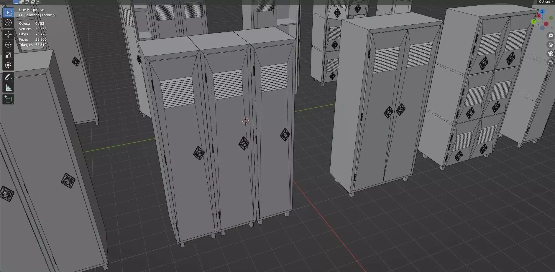 Low Poly Stylized Lockers Pack - 1 - Untextured  - 5 Props  Low-poly 3D model_21