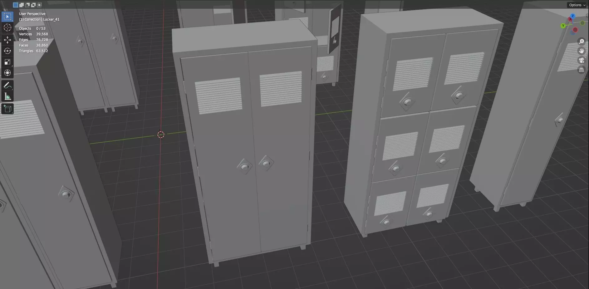 Low Poly Stylized Lockers Pack - 1 - Untextured  - 5 Props  Low-poly 3D model_10