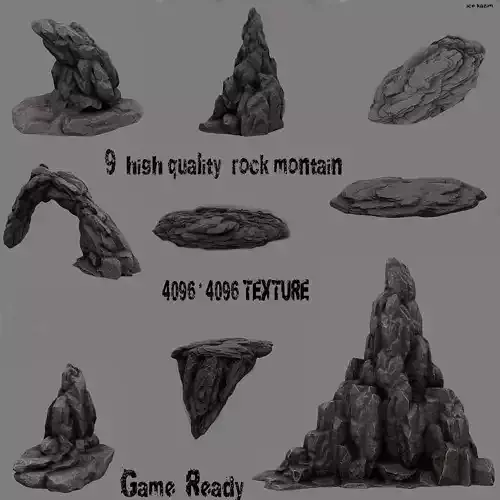 Rocks high quality rock mountain Low-poly 3D model