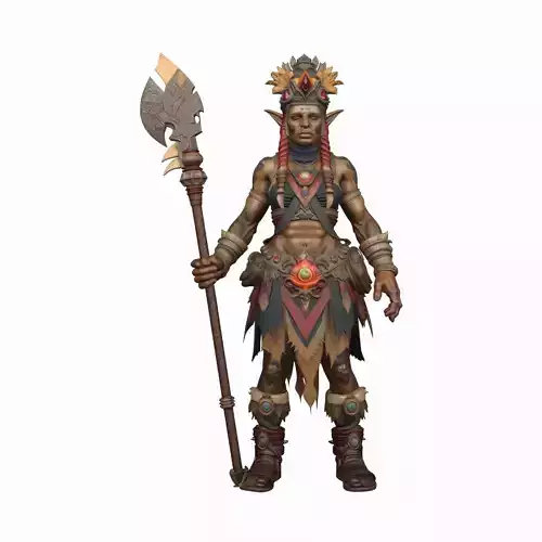 Highly Detailed WoW Style Female Orc Shaman 3D Model