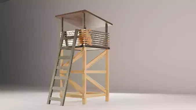 Sniper Tower- Military Watchtower Low-poly 3D model