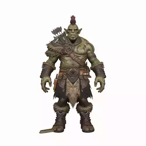 Detailed Feral Orc Hunter World of  Style 3D Model
