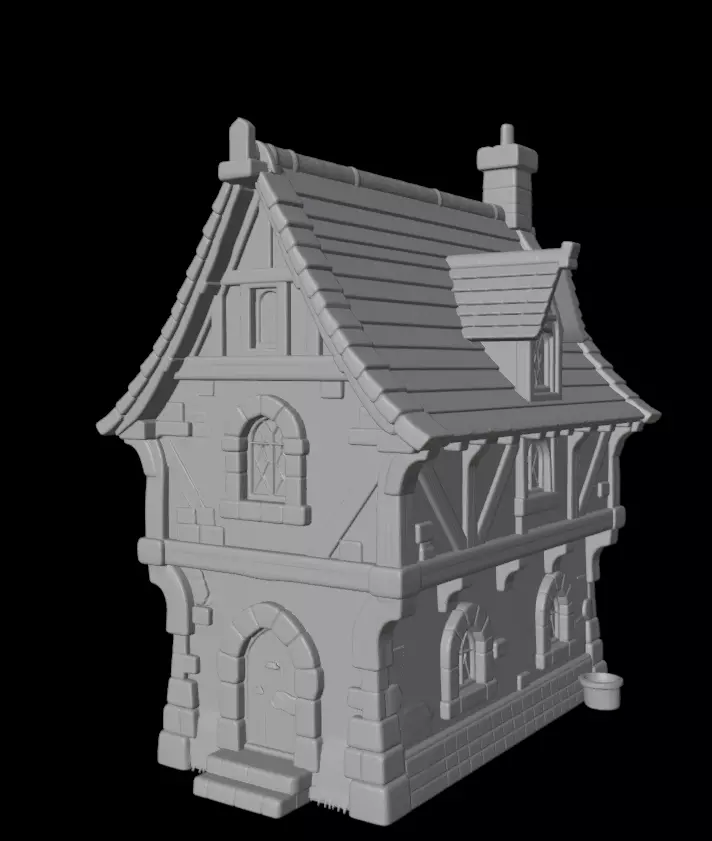 Medieval Stylized House 3D model_9