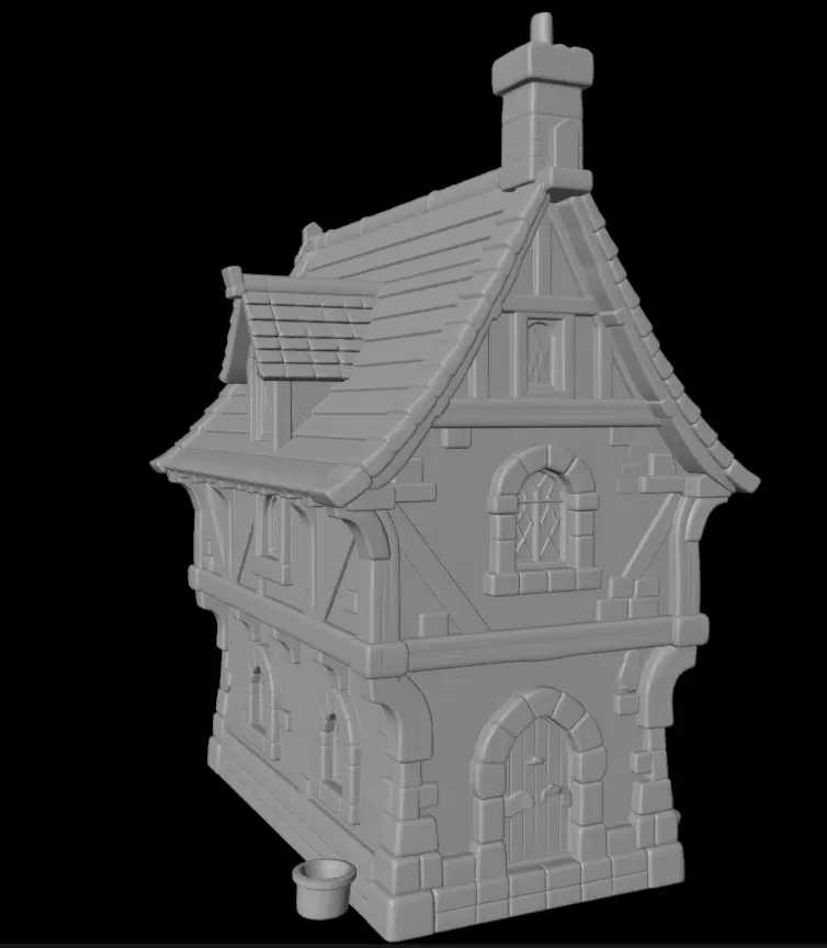 Medieval Stylized House 3D model_5