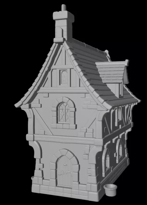 Medieval Stylized House 3D model_4
