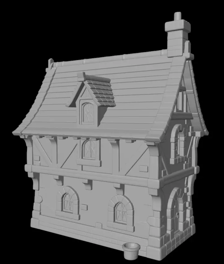Medieval Stylized House 3D model_6