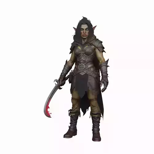 Detailed Stealthy Female Orc Rogue 3D Model in World of  Style