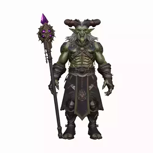 Highly Detailed Sinister Orc Warlock World of  Style 3D Model
