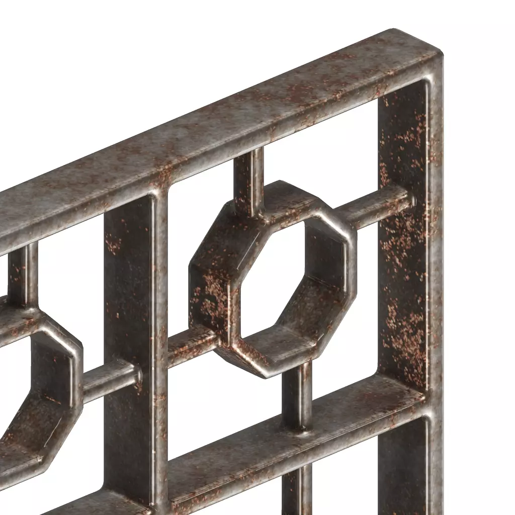Rusty Astonishing Window Grill 3D model_2