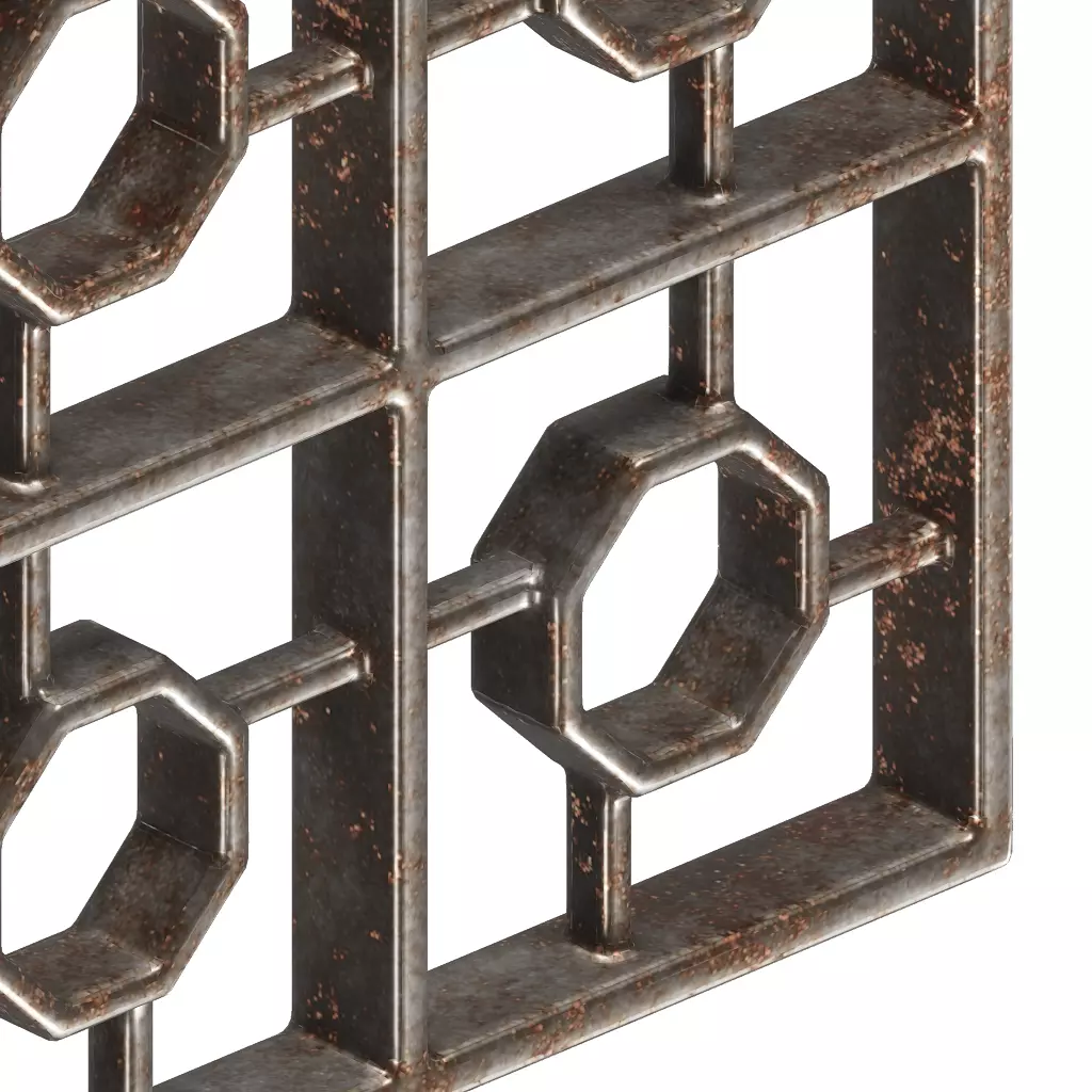 Rusty Astonishing Window Grill 3D model_3
