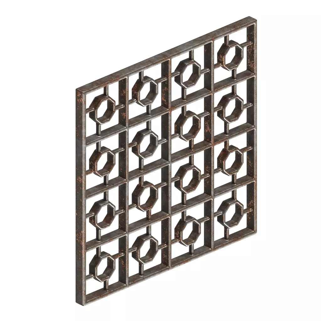 Rusty Astonishing Window Grill 3D model_0