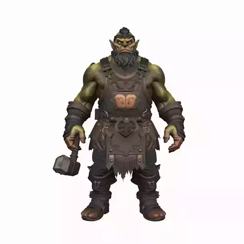 Detailed Burly Orc Female Blacksmith 3D Model in World of  Style