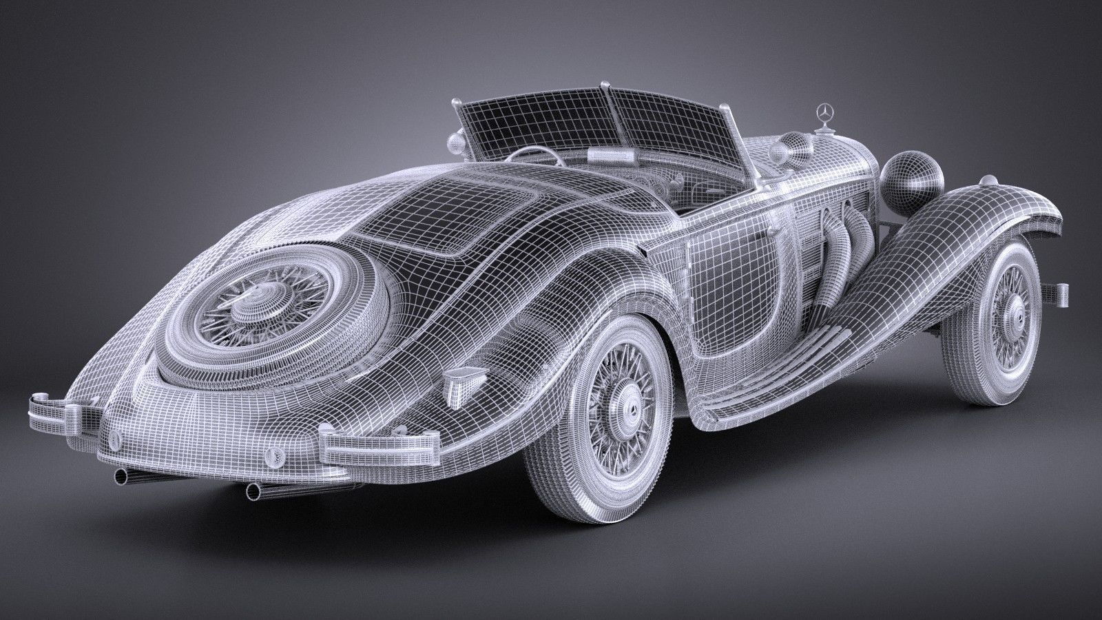 Mercedes 540K 1936 VRAY 3D model_17